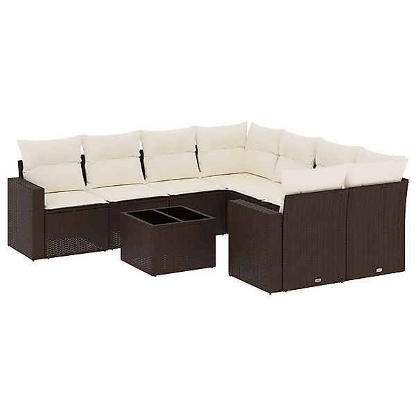 vidaXL 9-Tlg Garten-Sofagarnitur mit Kissen Braun Poly Rattan 3251100 günstig online kaufen