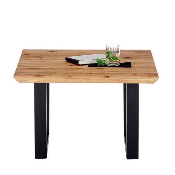Couchtisch mit Baumkanten aus Asteiche Massivholz Metall günstig online kaufen