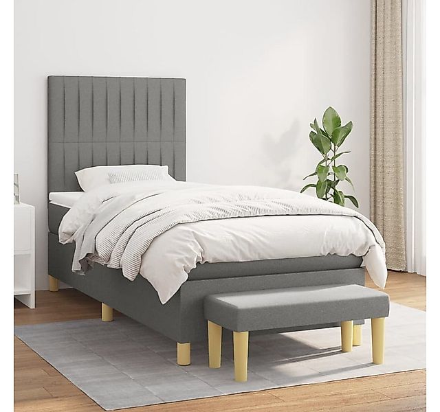 Vidaxl Boxspringbett Mit Matratze Dunkelgrau 100x200 Cm Stoff günstig online kaufen