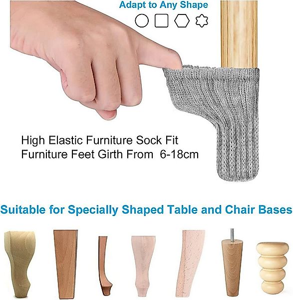 Blusmart Stuhlsocke 12/24-teilige Stuhlbeinkappe, (Hochelastische Möbelsock günstig online kaufen