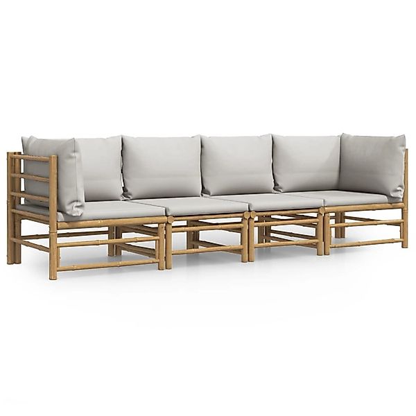 vidaXL Gartenlounge-Set 4-tlg. Garten-Lounge-Set mit Hellgrauen günstig online kaufen