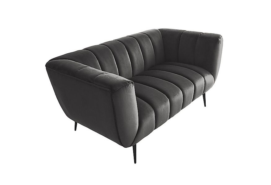 riess-ambiente 2-Sitzer NOBLESSE 165cm grau / schwarz · Couch mit Bezug aus günstig online kaufen