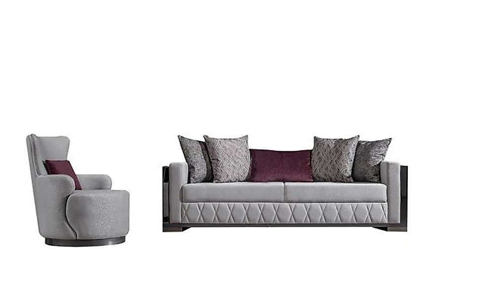 JVmoebel Sofa Luxus Sofagarnitur Sofa Garnitur Sofas Sessel 3+1 Sitzer Stof günstig online kaufen
