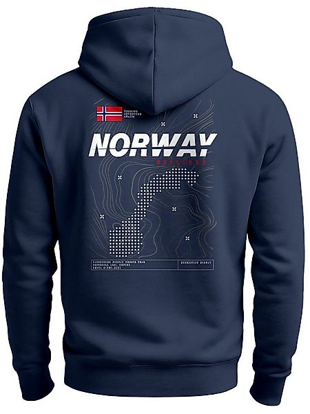 Neverless Hoodie Hoodie Backprint Herren Norwegen Flagge Schriftzug Norway günstig online kaufen