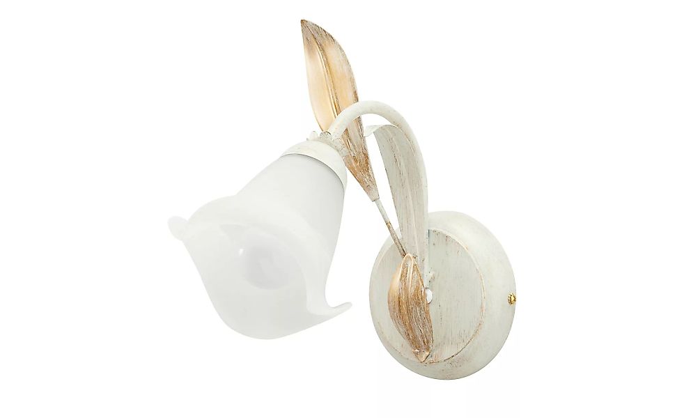 Wandleuchte, 1-flammig, weiß/ gold abgesetzt - weiß - 28 cm - 27 cm - Lampe günstig online kaufen