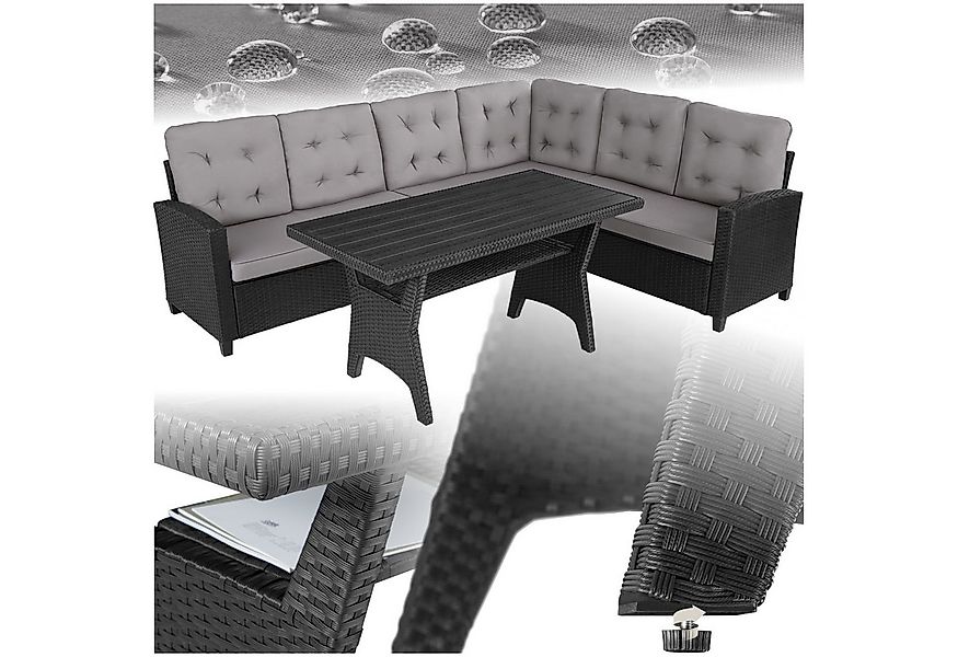tectake Loungeset Rattan Sitzgruppe, Tisch mit Schraubfüßen für 6 Personen, günstig online kaufen