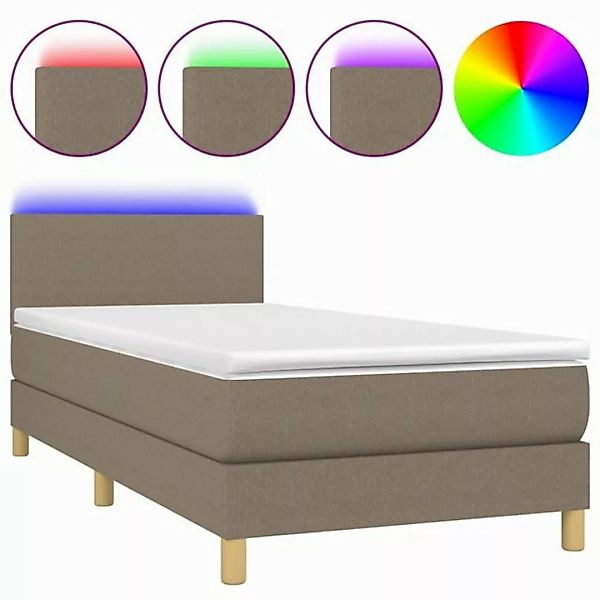 vidaXL Boxspringbett Boxspringbett mit Matratze LED Taupe 100x200 cm Stoff günstig online kaufen