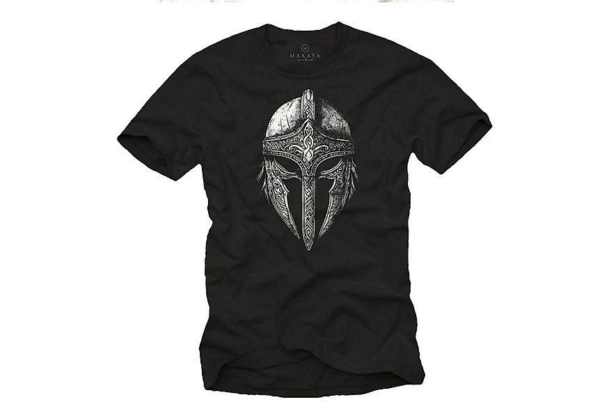 MAKAYA T-Shirt Wikinger Aufdruck Helm Motiv Viking Design für Männer (Schwa günstig online kaufen