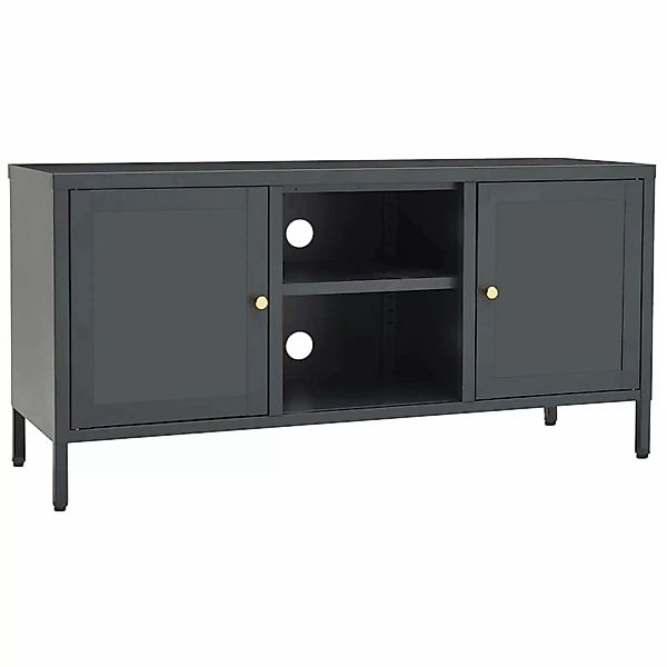 Tv-schrank Anthrazit 105x35x52 Cm Stahl Und Glas günstig online kaufen