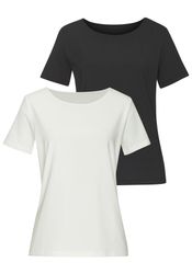 LASCANA T-Shirt "mit Rundhals-Ausschnitt" 2er-Pack, aus elastischer Baumwol günstig online kaufen