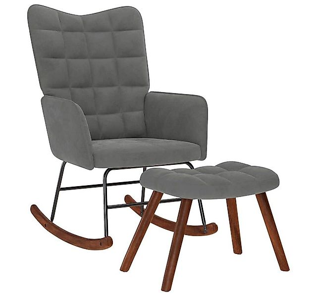 vidaXL Schaukelstuhl Schaukelstuhl mit Hocker Dunkelgrau Samt (1 St) günstig online kaufen
