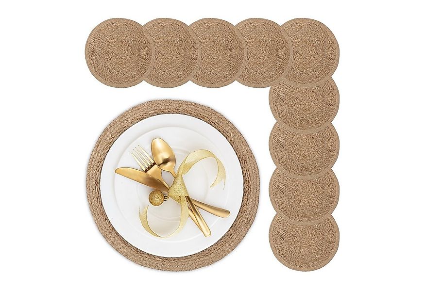 relaxdays Platzset Tischset 10-teilig Wasserhyazinthe günstig online kaufen