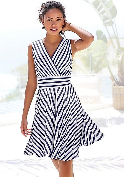 LASCANA Sommerkleid mit Streifenprint, Wickelkleid, tailliertes Minikleid, günstig online kaufen
