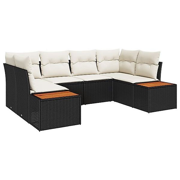 vidaXL Loungesofa 6-teiliges Garten Sofa Set mit Kissen Schwarz Poly Rattan günstig online kaufen