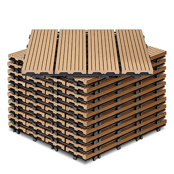 Clanmacy Holzfliesen WPC Terrassenplatte für Garten günstig online kaufen