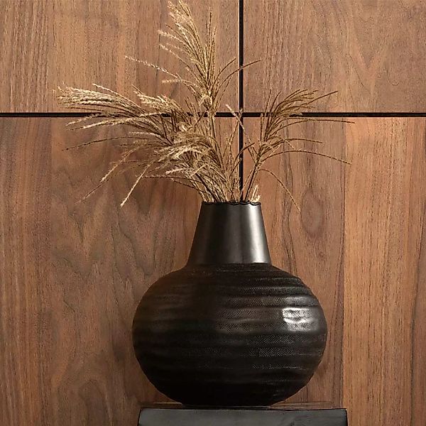 Zwei schwarze Deko Vasen aus Aluminium Vintage Look (2er Set) günstig online kaufen
