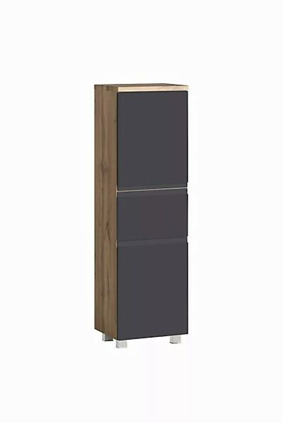 HELD MÖBEL Midischrank in grau, Wotaneiche, MDF - 40x130x35cm (BxHxT) günstig online kaufen