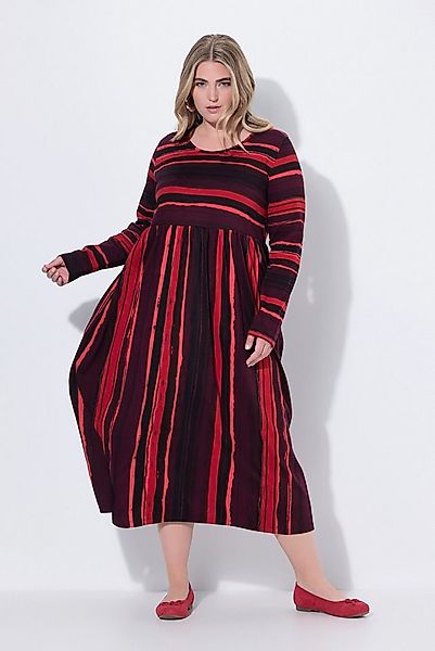 Ulla Popken Maxikleid Maxikleid Batikdruck A-Linie Rundhals Langarm günstig online kaufen