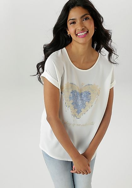 Aniston SELECTED Shirtbluse teilweise mit glänzenden, günstig online kaufen