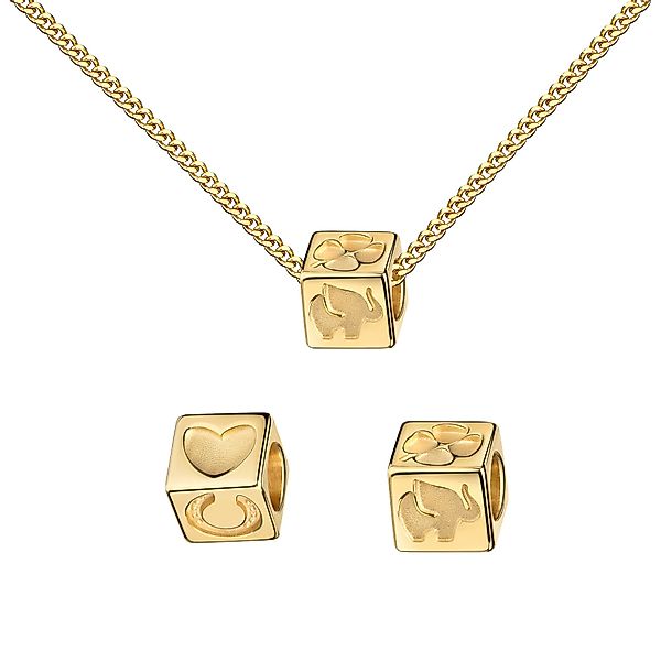 JEVELION Kettenanhänger 333 Gold Glückswürfel Elefant-Herz-Kleeblatt-Hufeis günstig online kaufen