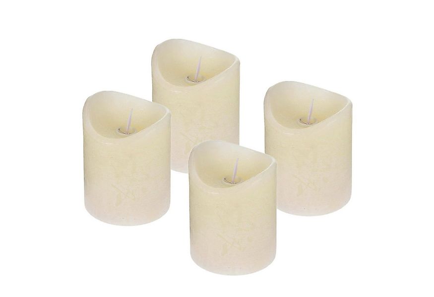 ToCi LED-Kerze 4er Set Echtwachs-Kerzen mit Timer : Creme Ø 7,5 x 10 cm Fla günstig online kaufen