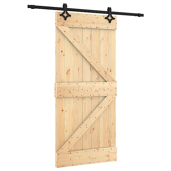 vidaXL Schiebetür mit Beschlag 95x210 cm Massivholz Kiefer 3203138 günstig online kaufen
