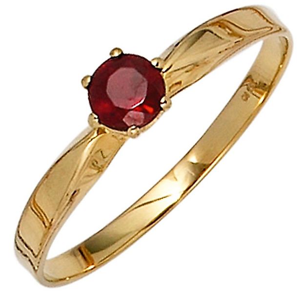 Schmuck Krone Goldring Ring mit Granat & 585 Gelbgold schlicht, Gold 585 günstig online kaufen