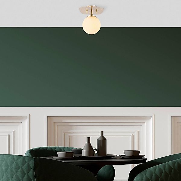 Deckenleuchte Well, goldfarben, Glas, Ø 20 cm, E14 günstig online kaufen