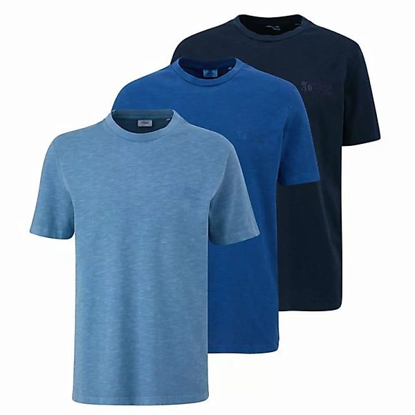 s.Oliver T-Shirt Jerseyshirt (3-tlg) Rundhals, kurzarm, Flammgarn, Logo, im günstig online kaufen