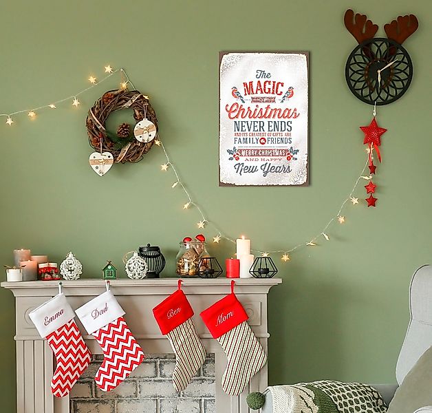 queence Metallbild "The Magic of Christmas" Schriftzug  Schriftzüge  Sprüch günstig online kaufen