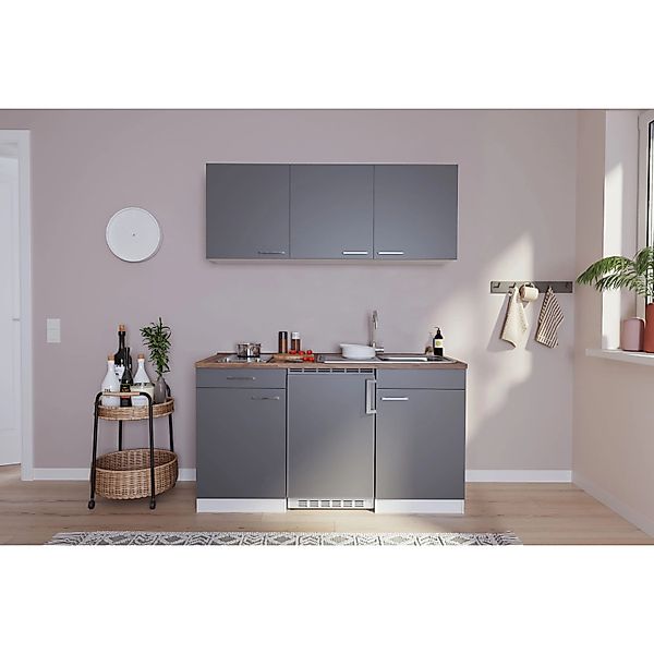 Respekta Küchenzeile KB150WGC 150 cm Grau-Weiß günstig online kaufen