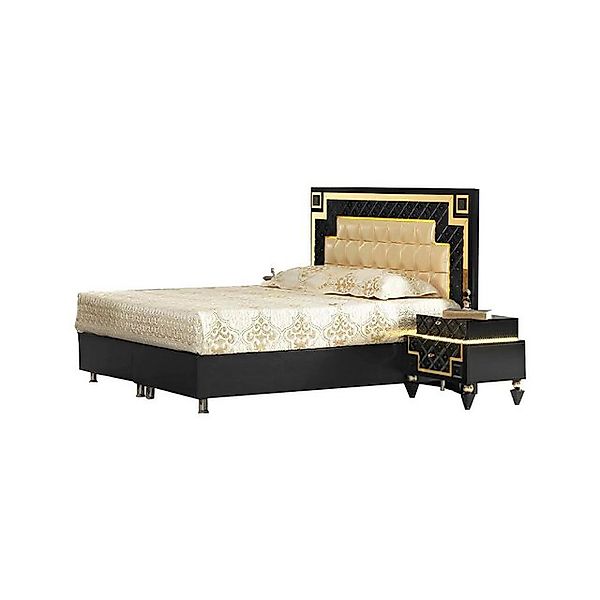 JVmoebel Bett Schwarz-Goldenes Bettgestell Designer Bettrahmen Schlafzimmer günstig online kaufen