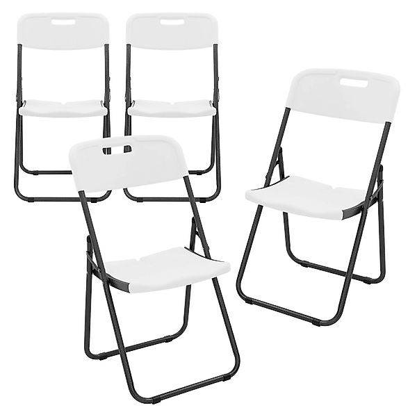 ECD Germany Klappstühle 4Er Set Weiß Kunststoff Stahlrahmen günstig online kaufen