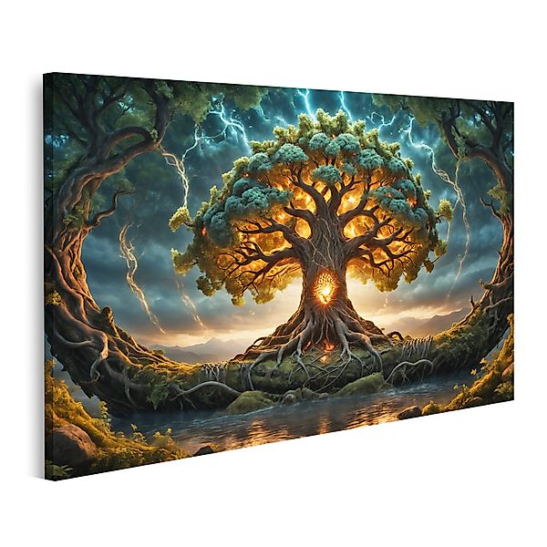 islandburner Leinwandbild Leuchtender Yggdrasil Baum Bilder günstig online kaufen