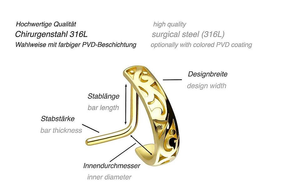 PIERCINGLINE Nasenpiercing Chirurgenstahl Nasenstecker ORIENTALISCHES DESIG günstig online kaufen