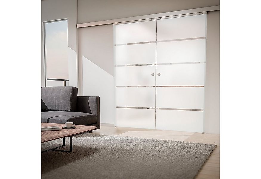 inova wohnen Doppelschiebetür Glasschiebetür Blockstreifen, Größenauswahl ( günstig online kaufen
