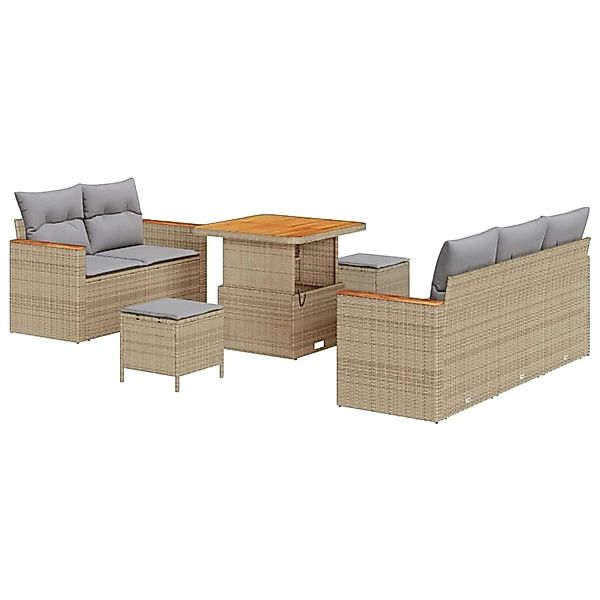 vidaXL Garten-Sofa-Set mit Kissen 8-Tlg Beige Poly Rattan 3362987 günstig online kaufen