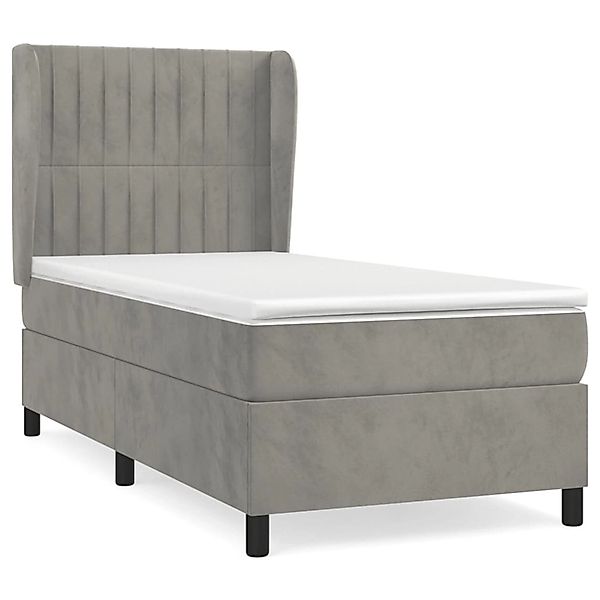 Vidaxl Boxspringbett Mit Matratze Hellgrau 100x200 Cm Samt günstig online kaufen