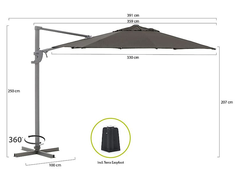 Shadowline Francisco Ampelschirm ø 330 cm günstig online kaufen