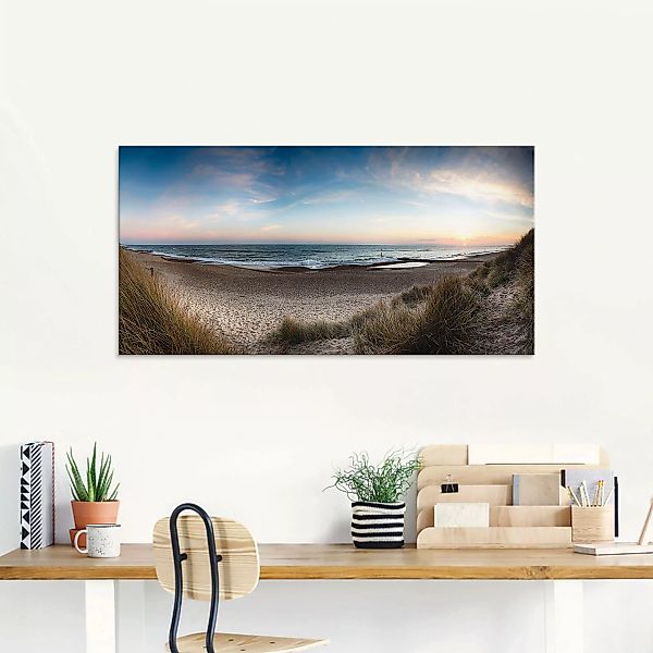 Artland Glasbild "Strand und Sanddünen am Hengistbury Head", Küste, (3 St.) günstig online kaufen
