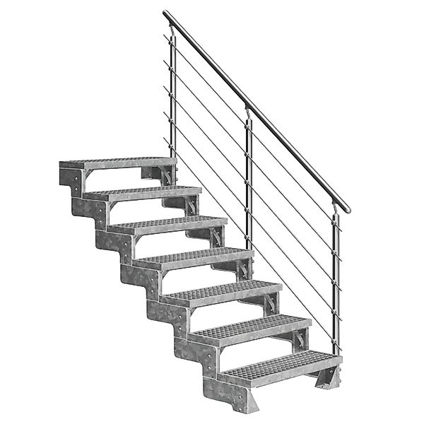 DOLLE Außentreppe Gardentop 7 Gitterroststufen 100 cm inkl. Geländer günstig online kaufen