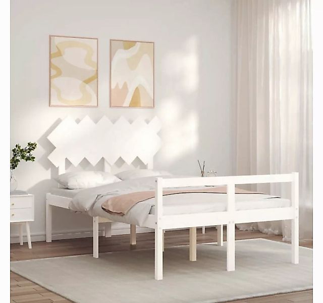 vidaXL Bett Seniorenbett mit Kopfteil 120x200 cm Weiß Massivholz günstig online kaufen