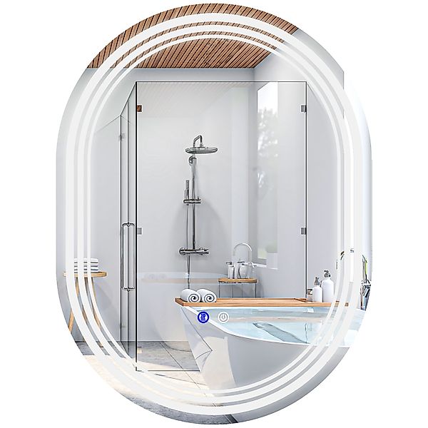 kleankin LED Badspiegel mit Beleuchtung 70x50cm  Touch-Schalter, 3 Lichtfar günstig online kaufen