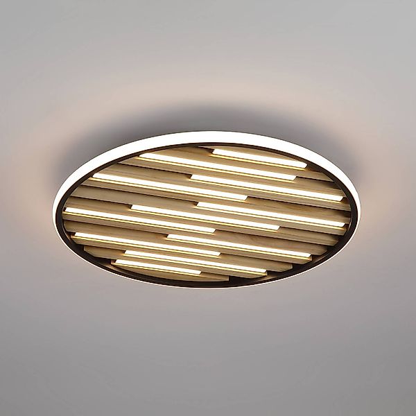 LED-Deckenlampe Equalise, Ø 49 cm, schwarz/hellbraun, Metall günstig online kaufen