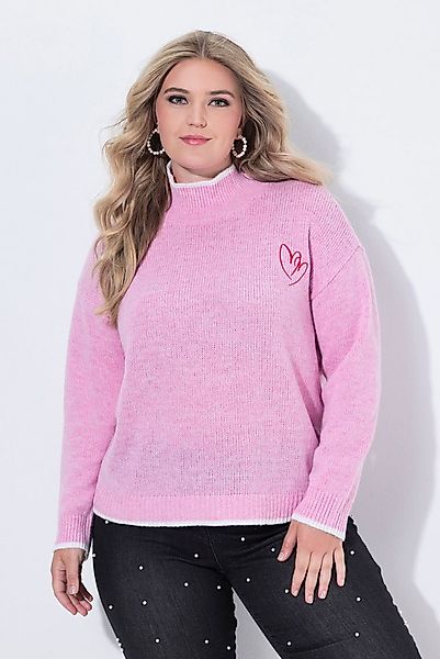 MIAMODA Rollkragenpullover Pullover gesticktes Herz Stehkragen günstig online kaufen