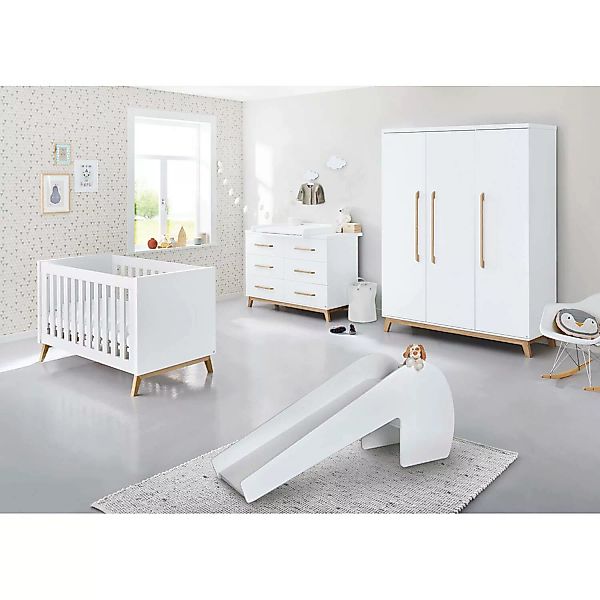 Babyzimmer inkl. Indoor Rutsche und Matratze RIJEKA-134 in weiß edelmatt günstig online kaufen