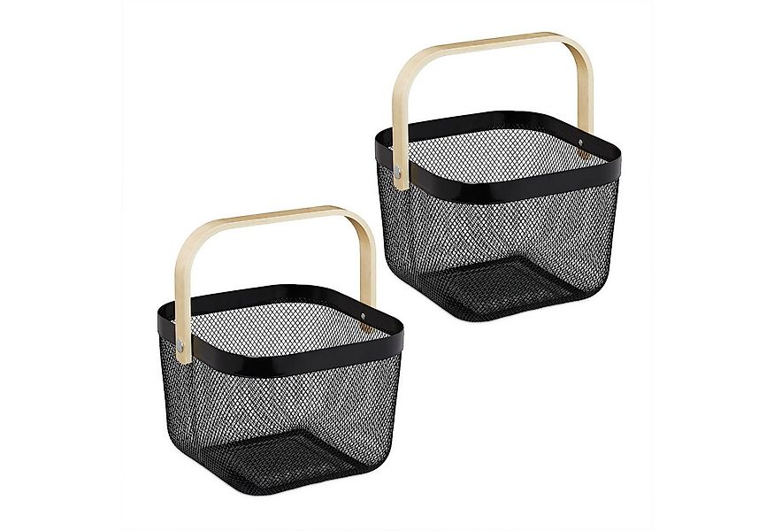 relaxdays Aufbewahrungskorb Drahtkorb mit Henkel im 2er Set (Set, 2 St., 2e günstig online kaufen