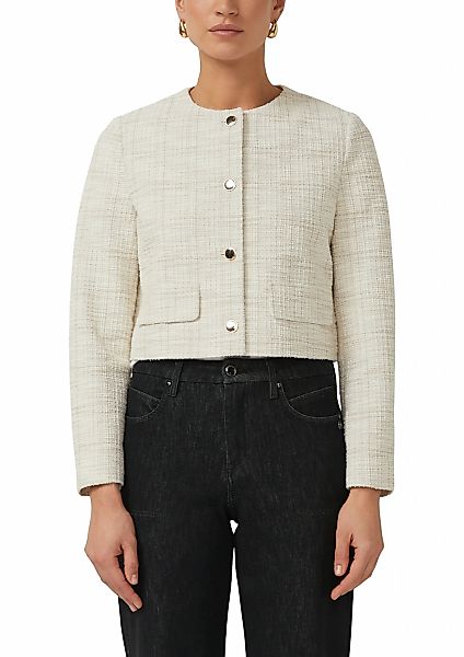 s.Oliver BLACK LABEL Bouclèjacke ohne Kapuze kurz, mit goldenen Knöpfen günstig online kaufen