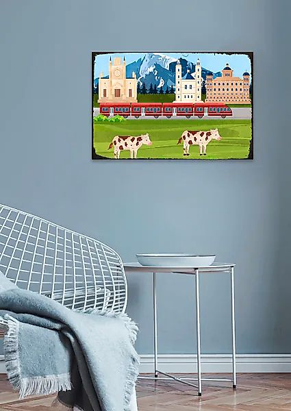 queence Metallbild »Berglandschaft« Berge & Alpenbilder   Kuhbilder   Schri günstig online kaufen