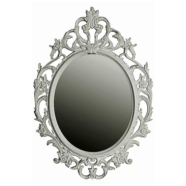 Ovaler Barock Spiegel mit Kunststoffrahmen Weiß und Goldfarben gewischt günstig online kaufen